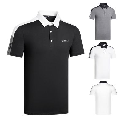 New golf mens short-sleeved golf sports ball jacket T-shirt lapel all-match comfortable and breathable clothing PXG1 XXIO TaylorMade1 Malbon Honma W.ANGLE Amazingcre♨☊◑
