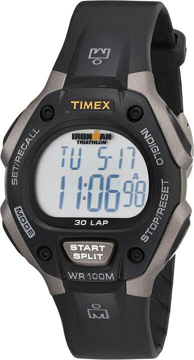 Timex Ironman Classic 30 Full-Size 38mm Watch Black/Gray/Orange Accent ...