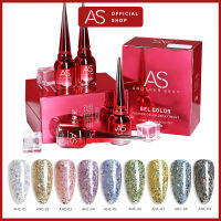 ยาทาเล็บเจล สีเจล AS 15ml. AHC Collection ยาทาเล็บสีเจล สียาทาเล็บเจล สีกากเพชร กริตเตอร์ Glitter เอเอส สีเล็บเจล ของแท้  ยกเซต แถมชาร์ตสี AS OFFICIAL