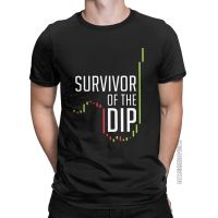 Mens T-shirt Survivor Of The Dip Vintage Cotton Tee Shirt Classic Short Sleeve Bitcoin Crypto T Shirts Crew Neck Tops Printing XS-6XL