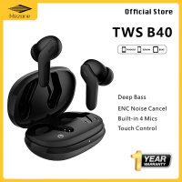 หูฟังเอียบัดไร้สาย Mezone B40 TWS หูฟังสเตอริโอไร้สายหูฟังในหู Deep Bass Touch Control ,USB-C Charge,IPX8กันน้ำหูฟังพาดคอไมโครโฟนในตัวชุดหูฟังสำหรับกีฬา