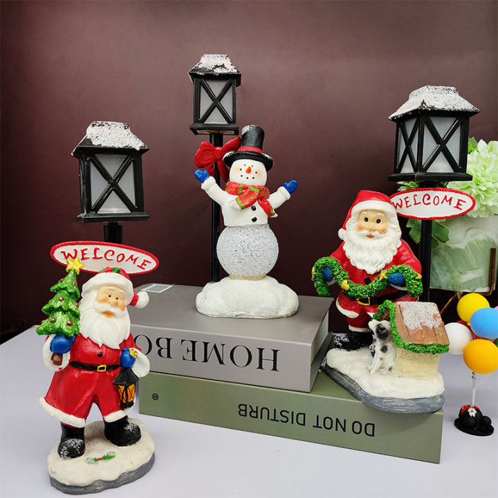 ตุ๊กตาหิมะวันคริสต์มาสทำจากเรซิน-kado-kecil-โคมไฟกลางคืนขนาดเล็กงานฝีมือของขวัญคริสต์มาสสำหรับตกแต่ง