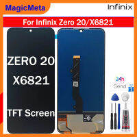 MagicMeta คุณภาพสูง TFT สีดำ6.7นิ้วสำหรับ Infinix Zero 20 X6821อะไหล่ชิ้นส่วนจอสัมผัสแอลซีดีของเครื่องแปลงดิจิทัลเต็มพร้อมกรอบกลางสำหรับ Infinix Zero 20 X6821 LCD