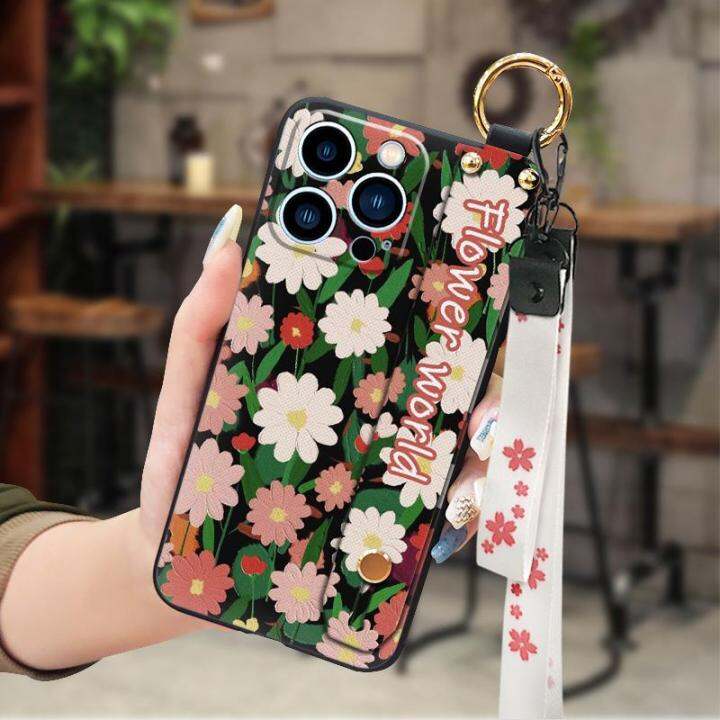 original-waterproof-phone-case-for-iphone13-pro-max-dirt-resistant-soft-silicone-sunflower-anti-dust-wrist-strap-ring