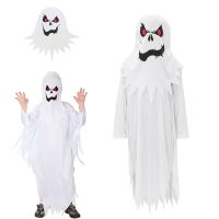 Boys Girls White Ghost Cosplay Costume For Halloween Child Performance Carnival Party Dress Up