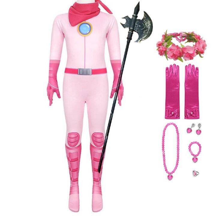 new-halloween-kids-peach-princess-costume-pink-peach-girl-dresses-one-piece-jumpsuit-tights-children-cosplay-battle-suit-3-10t