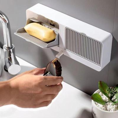 Bathroom Soap Dish Wall Mounted Soap Box No Punch Self Draining Shower Soap Holder Easy Cleaning Storage Holder Dish Storage Soap Dishes