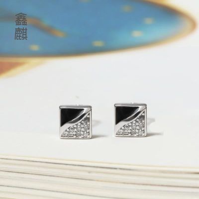 [COD] New style square earrings female simple all-match diamond zircon niche design student ear