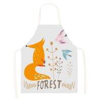 1Pcs Kitchen Apron Cartoon Animal Printed Sleeveless Cute Fox Aprons for Men Women Home Cleaning Tools 55x68cm Pinafore Delantal Aprons