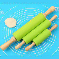 Mini Silicone Rolling Pin Kitchen Pastry Tools Rotatable Non-Stick Kitchen Rollers Wooden Dough Rolling Pin Baking Accessories