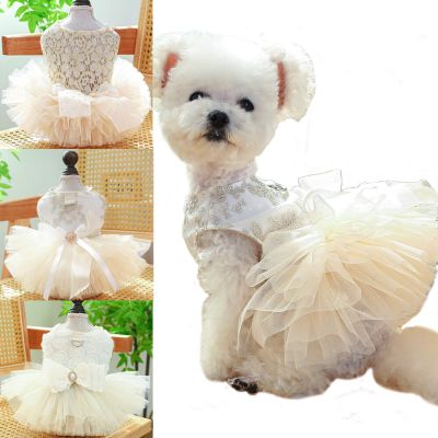 Luxury Design Dog Wedding Dress for Small Dogs Tulle Tutu Princess Skirts Pet Chihuahua Yorkie Terrier Clothes Dog Cat Costume Dresses