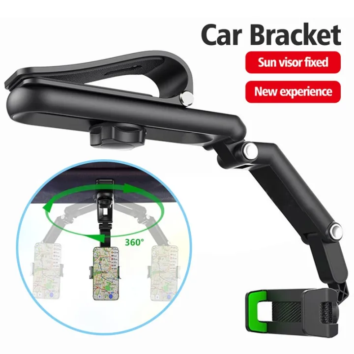【New】 Car Clip Sun Visor Cell Phone Holder Universal Phone Mount Upgrade 1080° Multifunctional