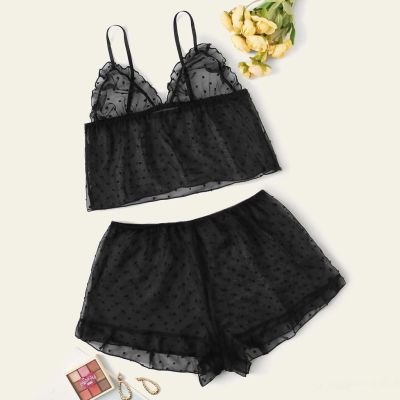 [COD] Wholesale new and imitation silk black home clothes two-piece set fashion comfortable lace pajamas