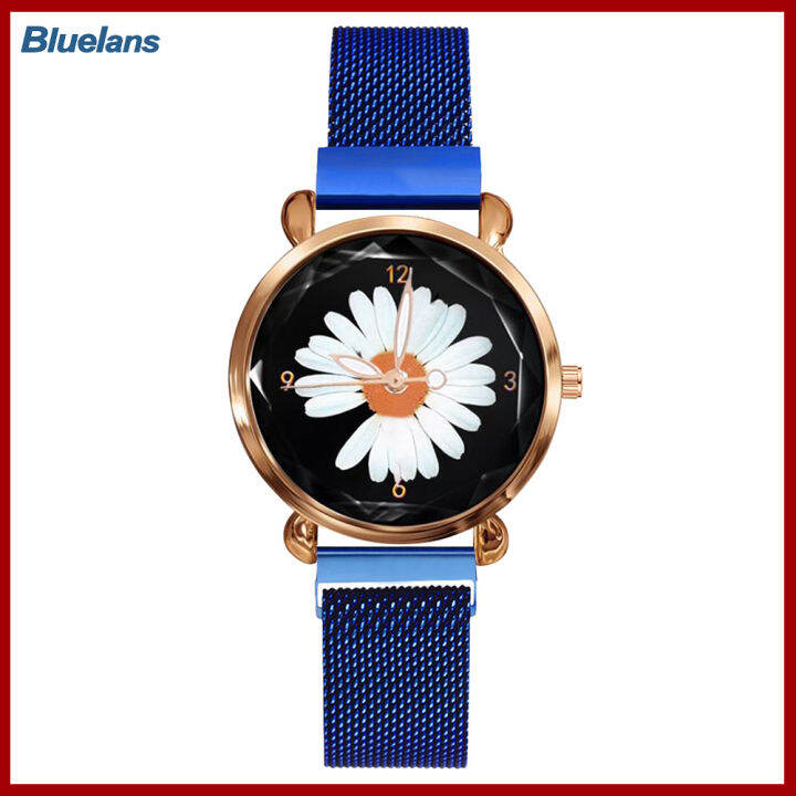 bluelans-ผู้หญิงสุภาพสตรีสายรัดข้อมือลายตาข่ายหมายเลขอาราบิกควอตซ์กำไลนาฬิกาข้อมือของขวัญ