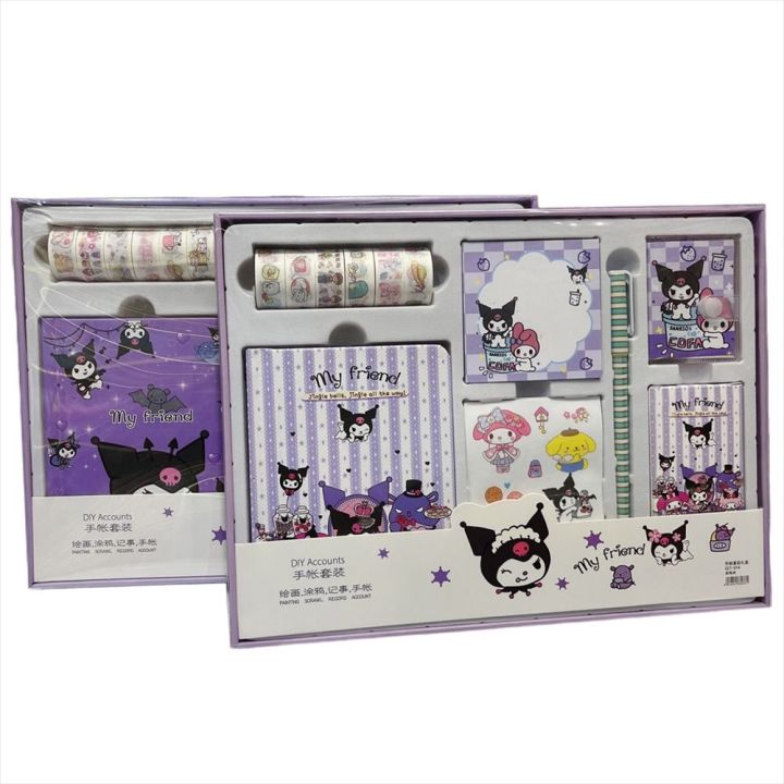 gj56เครื่องเขียนน่ารัก-notepad-การ์ตูน-kuromi-เมโลดี้โน้ตบุ๊คชุดเครื่องเขียนชุดคู่มือกล่องของขวัญ