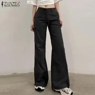 ZANZEA Korean Style Women Fashion Cargo Long Pants Elastic High Waist  Pockets Casual Loose Harem Trousers #10