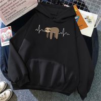 Womans Hoodie Sloth Sleeping On The Heartbeat Line Print Hoody Females Sports Oversize Tops Autumn Funny Animal Ladies Pullover Size Xxs-4Xl