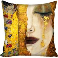 [Dudu home furnishing] G0309ขายดี Gustav Klimt การจูบปลอกหมอนสี่เหลี่ยมกำหนดเองเบาะมีซิปปลอกหมอน40x40cm