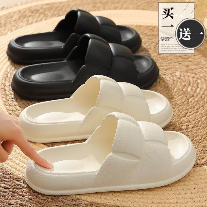 july-buy-1-get-free-thick-soled-slippers-women-feel-chao-soft-home-non-slip-indoor-2023-new-bath-sandals