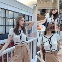 ขาว/ครีม ? SLYQ MOUSSE TOWEL KNIT TOP เสื้อผ้าขนหนูแขนสั้น