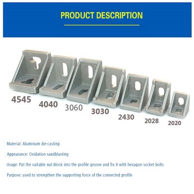 10pcs 2020 3060 4040 Corner Fitting Angle Aluminum Connector Bracket Furniture Accessories Hardware Woodworking Tools Angle Code