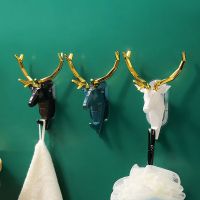 Creative animal wall hook geometric deer head decoration resin hanging bathroom wall fitting room organization key hook Picture Hangers Hooks