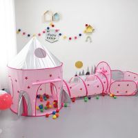 3 In 1 Children Tent Portable Kids Spaceship Tent Play House Toys Tunnel Crawling Castle Portable Ocean Ball Pool Pit Baby Gift