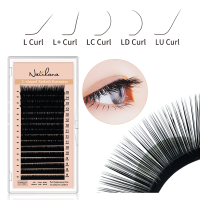 Natuhana Eye Lashes Lllcldlu Curl Mink Eyelash Extension Matte Black 8-15มม. 16แถวผสมขนตาปลอมเดี่ยวแต่งหน้า