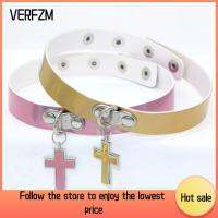 VERFZM SHOP โลหะผสมอัลลอยด์ สร้อยคอปกคอ เครื่องหนังแท้ ฮาราจูกุ โซ่กระดูกไหปลาร้า ของใหม่ ปรับได้ปรับได้ สายคล้องคอ สำหรับผู้หญิง