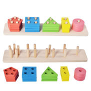 Stacking Toys Set Wooden Puzzle Block Educational Montessori Puzzle Block