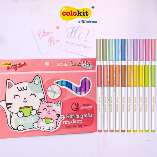 Bút lông colokit 20 màu pastel swm-c008 - washable fiber pen - ảnh sản phẩm 1