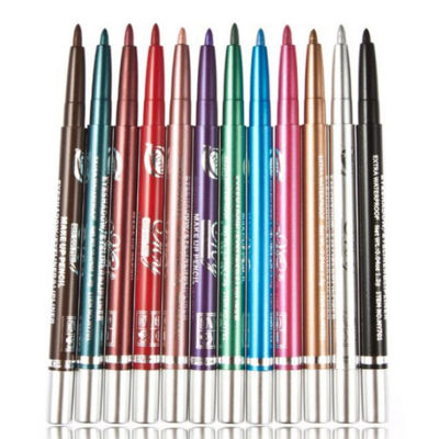 ปากกาที่เขียนขอบตากลิตเตอร์12สี/กล่องกันน้ำมีเม็ดสี Eyeiner ปากกาเครื่องสำอางสำหรับผู้เริ่มต้นแต่งตา
