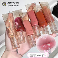 ลิปกลอสชุ่มชื้น GECOMO ลิปสติกกระจก6สีลิปเคลือบริมฝีปากมันวาวธรรมชาติ