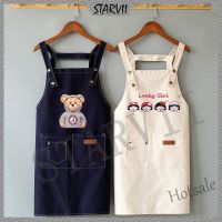 【hot sale】✲ D13 「Ready Stock」Quality Cute Cartoon Apron Fashional Couples Apron Girlfriends Denim Apron Lovely Kitchen Apron Barista Apron