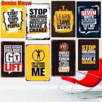 2023 Retro Fitness Exercise Plaque Metal Tin Signs Gym Painting Make A Change Poster Vintage Wall Art Sticker Pub Bar Home Decor N257(only one size: 20cmX30cm)(Contact seller, free custom pattern)