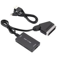 SCART to HDMI-compatible Converter with Cable for HD Monitor Projector VHS STB Sky Blu-ray DVD Player w USB Cable