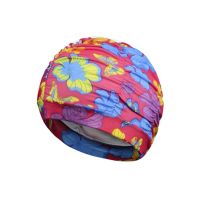 Women Multi Flowers Printed Fabric Swim Pool Sport Swimming Cap Protect Long Hair Ear Large Bathing Caps Hat Swim Caps