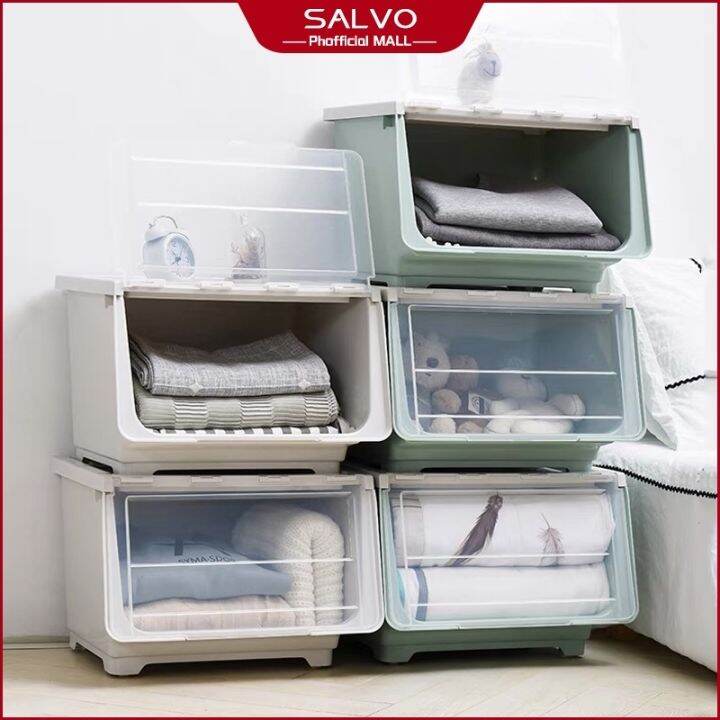 COD SALVO Stackable Flip Top Storage box organizer with wheels Room