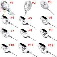 Customized Spoon Stainless Steel Gift Tableware Cartoon Bear Lettering Pooh Tip Spoon Long Handle Spoon Boyfriend Hus