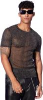 Floerns Mens Sheer Mesh Short Sleeve Glitter Crew Neck Club Tee Shirt Top