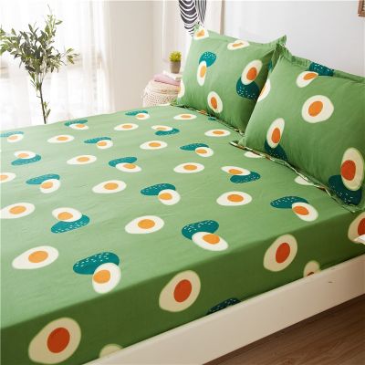 【CW】 1pc Bed Sheet Pillowcase Avocado Printed Fitted Four Corners With Elastic Band 120/150/180cm Bedspread