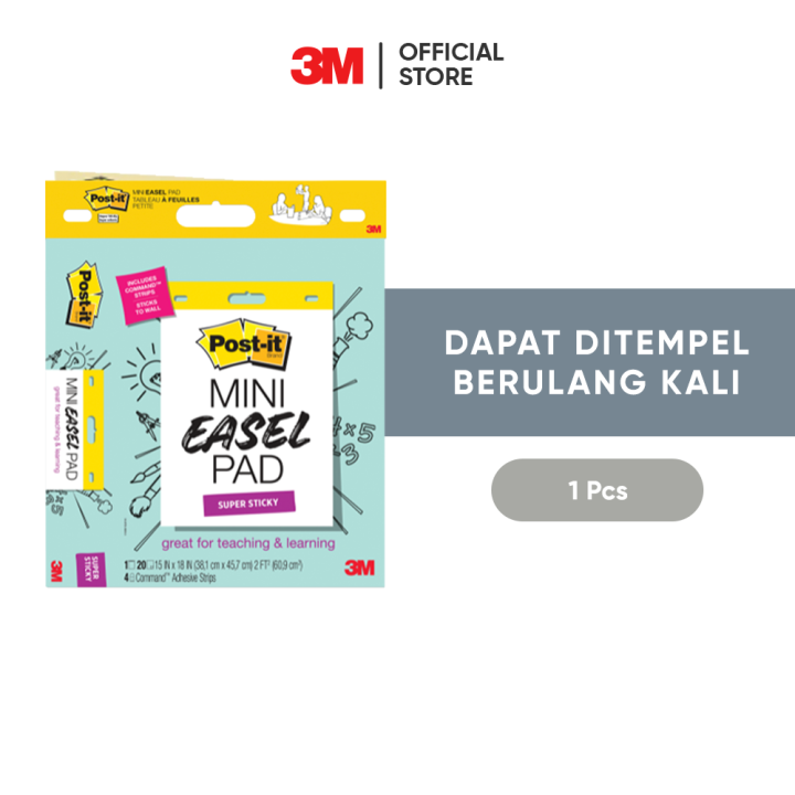 3M™ Post-it® Mini Easel Pad, 557SS, Dapat ditempel berulang kali, 1 pc,  38.1x45.7cm, Untuk tempat bekerja, rencana belajar, dan pengingat mingguan