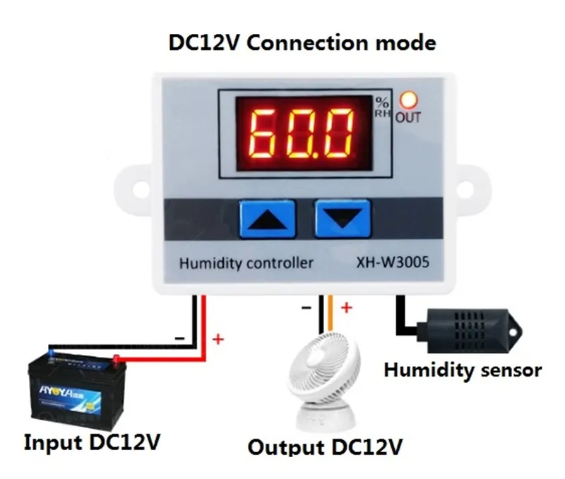 Digital Humidity Controller XH-W3005 12V 24V 110V 220V Humidistat  Hygrometer Humidity Meter 10A Relay Control Humidity Sensor