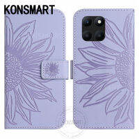 เคสโทรศัพท์หนัง PU ลาย X5 X6A แบบพับสุดหรูเคสสำหรับ HONOR บวกกับ X9A 90 Lite Sun Flower แบบกระเป๋าสตางค์ Huawei P60 Pro Honor90 5G ขาตั้ง