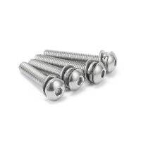 1/50x M3 M4 M5 M6 M8 304 A2 Stainless Steel Hexagon Hex Socket Round Head SEM Screw Flat With Washer Spring Gasket Assemble Bolt