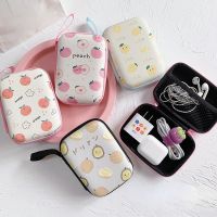 △✴☽ Zipper Coin Earphone Case Fruit Style Data Cable Charging Line Storage Box Women Lipsticks Business Cards Coin Organizer Bags