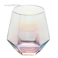 New Geometry Whiskey Glass Diamond Crystal Glass Cup Golden Rim Transparent Coffee Milk Tea Mug Home Bar Drinkware Couple Gifts