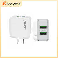 EForChina LDNIO A2201 2.4A ที่ชาร์จ USB คู่หัวเดินทางตรง Charger Adaptor ชาร์จโทรศัพท์มือถือพร้อมสายข้อมูล8ขา