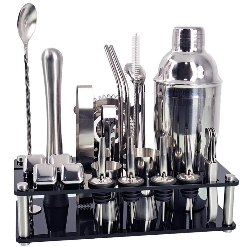 Cocktail Shaker Set Bartender Kit with Acrylic Stand