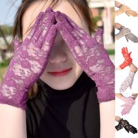 【cw】 Sheer Short Gloves Wrist Length Floral for Dinner Fancye Costume Accessories